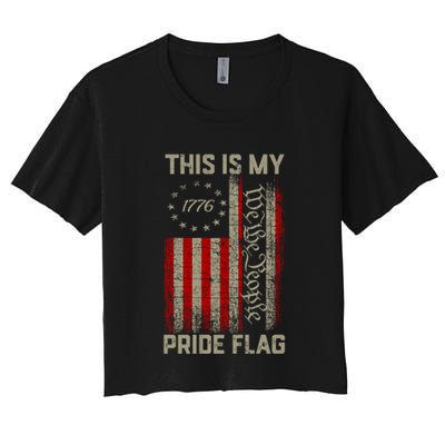This Is My Pride Flag Usa American Patriotic 4th Of July Women's Crop Top Tee
