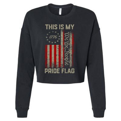 This Is My Pride Flag Usa American Patriotic 4th Of July Cropped Pullover Crew