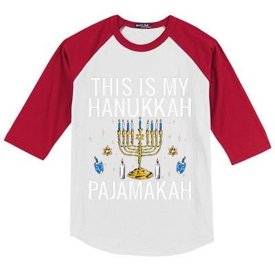 This Is My Hanukkah Pajamakah Menorah Chanukah Pajamas PJs  Kids Colorblock Raglan Jersey