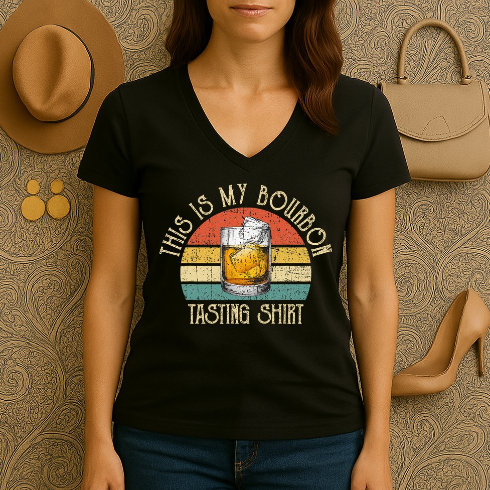 This Is My Bourbon Tasting Bourbon Lover Drinking Gift Women's V-Neck T-Shirt