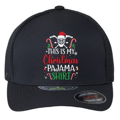 This Is My Christmas Pajama Hockey Funny Xmas Hockey Player Gift Flexfit Unipanel Trucker Cap