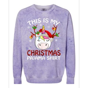 This Is My Christmas Pajama Gift Unicorn Funny Santa Xmas Funny Gift Colorblast Crewneck Sweatshirt