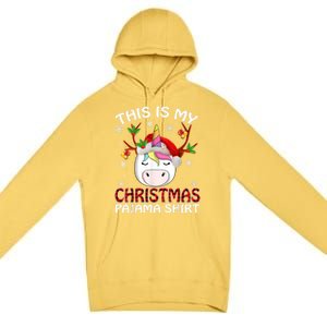 This Is My Christmas Pajama Gift Unicorn Funny Santa Xmas Funny Gift Premium Pullover Hoodie