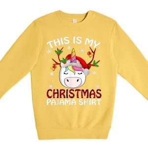 This Is My Christmas Pajama Gift Unicorn Funny Santa Xmas Funny Gift Premium Crewneck Sweatshirt