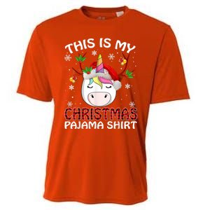 This Is My Christmas Pajama Gift Unicorn Funny Santa Xmas Funny Gift Cooling Performance Crew T-Shirt