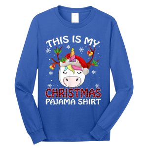 This Is My Christmas Pajama Gift Unicorn Funny Santa Xmas Funny Gift Long Sleeve Shirt