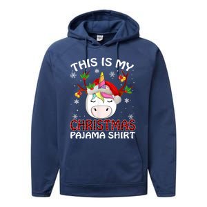 This Is My Christmas Pajama Gift Unicorn Funny Santa Xmas Funny Gift Performance Fleece Hoodie