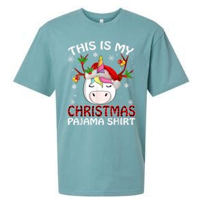 This Is My Christmas Pajama Gift Unicorn Funny Santa Xmas Funny Gift Sueded Cloud Jersey T-Shirt