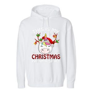 This Is My Christmas Pajama Gift Unicorn Funny Santa Xmas Funny Gift Garment-Dyed Fleece Hoodie