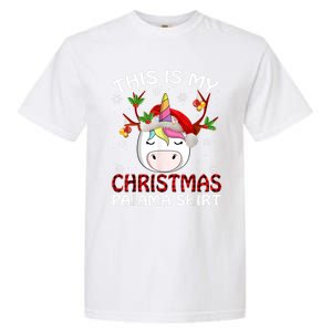 This Is My Christmas Pajama Gift Unicorn Funny Santa Xmas Funny Gift Garment-Dyed Heavyweight T-Shirt