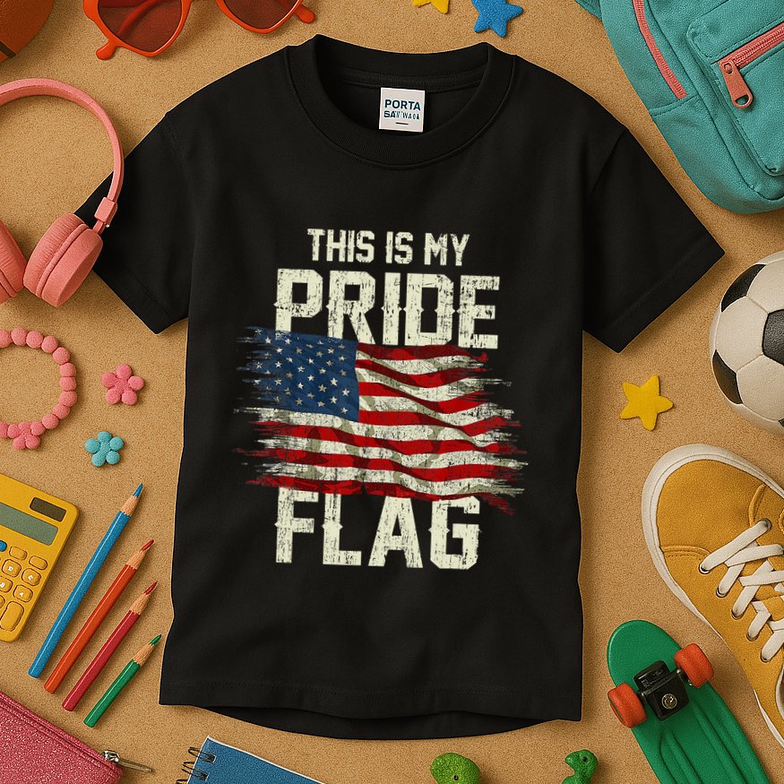 This Is My Pride Flag USA American 4th Of July Patriotic Kids T-Shirt