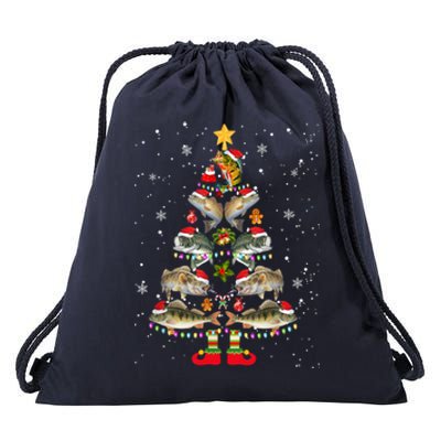 This Is My Christmas Merry Fishmas Fishing Cool Gift Drawstring Bag