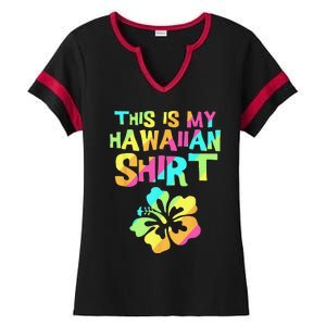 This Is My Hawaiian Tropical Luau Costume Party Hawaii Ladies Halftime Notch Neck Tee