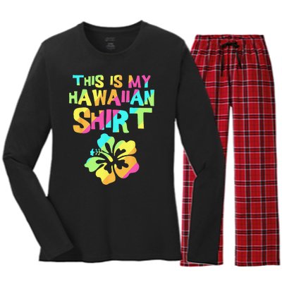 This Is My Hawaiian Tropical Luau Costume Party Hawaii Women's Long Sleeve Flannel Pajama Set 