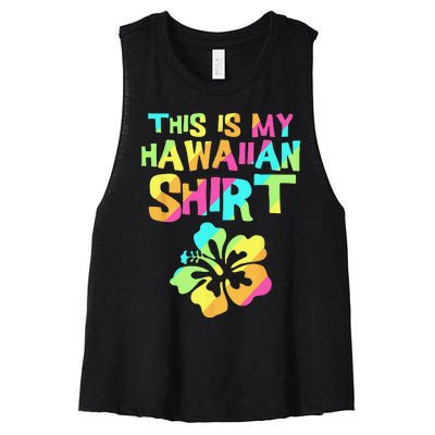 This Is My Hawaiian Tropical Luau Costume Party Hawaii Women's Racerback Cropped Tank