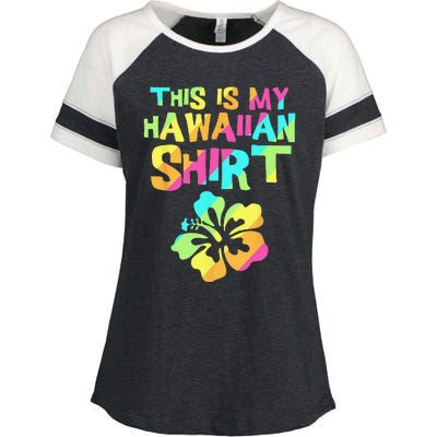 This Is My Hawaiian Tropical Luau Costume Party Hawaii Enza Ladies Jersey Colorblock Tee