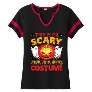 This Is My Scary School Social Worker Costume Halloween Ladies Halftime Notch Neck Tee