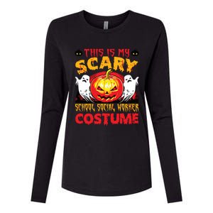 This Is My Scary School Social Worker Costume Halloween Womens Cotton Relaxed Long Sleeve T-Shirt