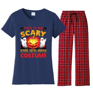 This Is My Scary School Social Worker Costume Halloween Women's Flannel Pajama Set