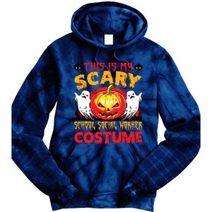 This Is My Scary School Social Worker Costume Halloween Tie Dye Hoodie