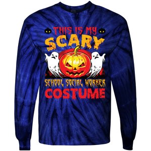 This Is My Scary School Social Worker Costume Halloween Tie-Dye Long Sleeve Shirt