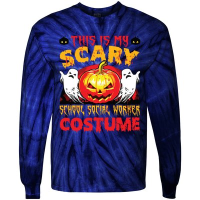 This Is My Scary School Social Worker Costume Halloween Tie-Dye Long Sleeve Shirt