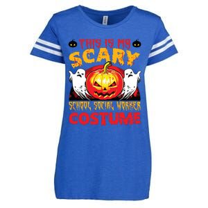 This Is My Scary School Social Worker Costume Halloween Enza Ladies Jersey Football T-Shirt