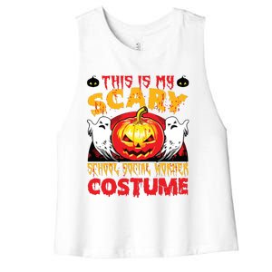 This Is My Scary School Social Worker Costume Halloween Women's Racerback Cropped Tank