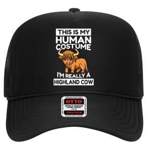 This Is My Human Costume IM Really A Highland Cow High Crown Mesh Back Trucker Hat