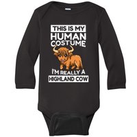 This Is My Human Costume IM Really A Highland Cow Baby Long Sleeve Bodysuit