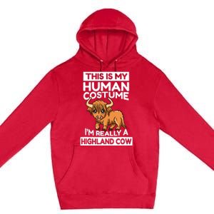 This Is My Human Costume IM Really A Highland Cow Premium Pullover Hoodie