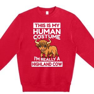 This Is My Human Costume IM Really A Highland Cow Premium Crewneck Sweatshirt