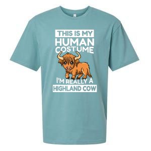 This Is My Human Costume IM Really A Highland Cow Sueded Cloud Jersey T-Shirt