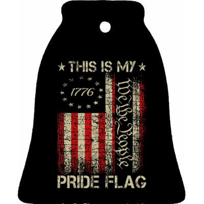 This Is My Pride Flag Usa American Patriotic 4th Of July Ceramic Bell Ornament