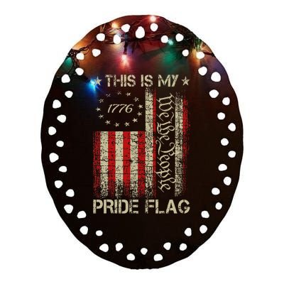 This Is My Pride Flag Usa American Patriotic 4th Of July Ceramic Oval Ornament