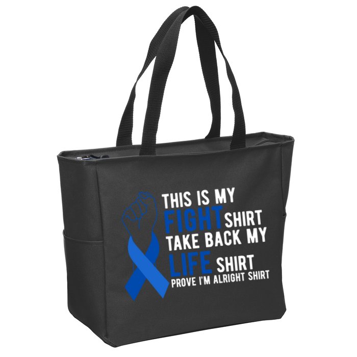 This Is My Fight Colon Cancer Awareness Zip Tote Bag