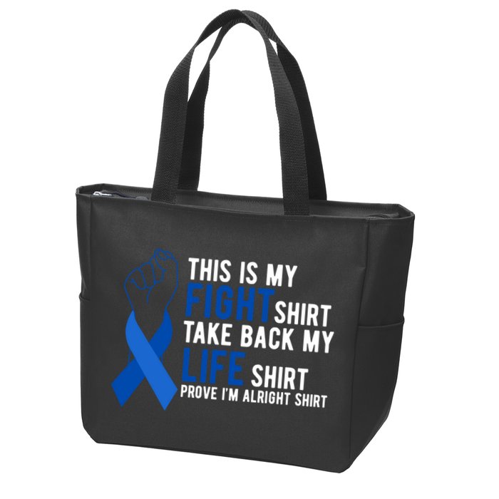 This Is My Fight Colon Cancer Awareness Zip Tote Bag