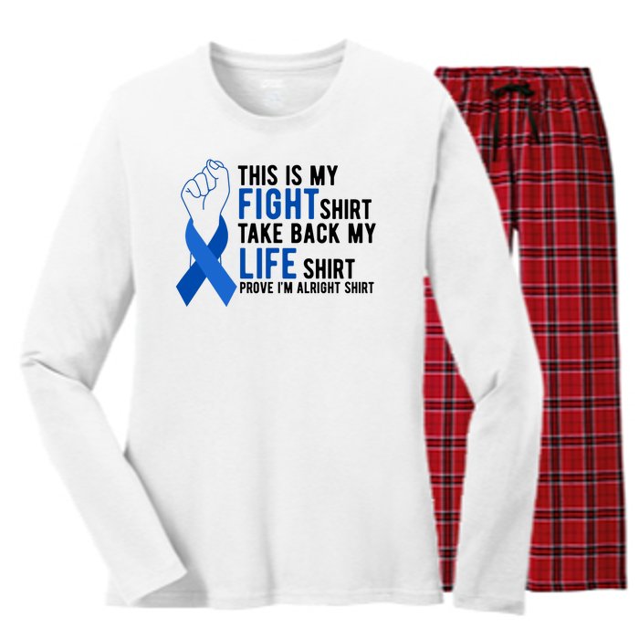 This Is My Fight Colon Cancer Awareness Women's Long Sleeve Flannel Pajama Set 