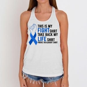 This Is My Fight Colon Cancer Awareness Women's Knotted Racerback Tank