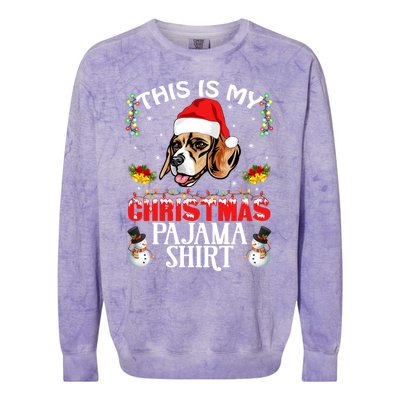 This Is My Christmas Pajama Meaningful Gift Beagle Dog Santa Hat Funny Gift Colorblast Crewneck Sweatshirt