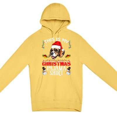 This Is My Christmas Pajama Meaningful Gift Beagle Dog Santa Hat Funny Gift Premium Pullover Hoodie