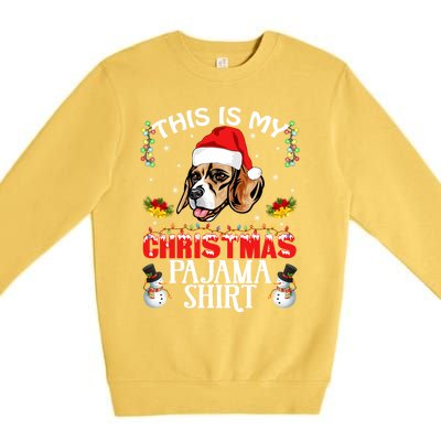 This Is My Christmas Pajama Meaningful Gift Beagle Dog Santa Hat Funny Gift Premium Crewneck Sweatshirt