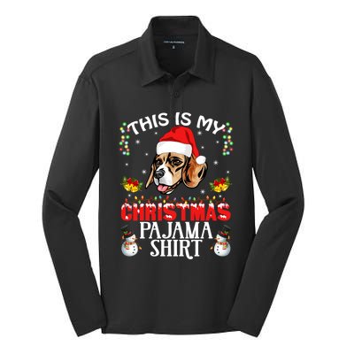 This Is My Christmas Pajama Meaningful Gift Beagle Dog Santa Hat Funny Gift Silk Touch Performance Long Sleeve Polo