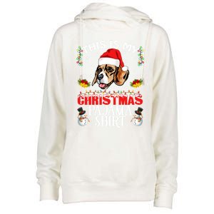 This Is My Christmas Pajama Meaningful Gift Beagle Dog Santa Hat Funny Gift Womens Funnel Neck Pullover Hood