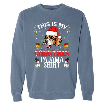 This Is My Christmas Pajama Meaningful Gift Beagle Dog Santa Hat Funny Gift Garment-Dyed Sweatshirt