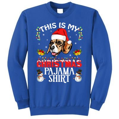 This Is My Christmas Pajama Meaningful Gift Beagle Dog Santa Hat Funny Gift Sweatshirt