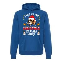 This Is My Christmas Pajama Meaningful Gift Beagle Dog Santa Hat Funny Gift Premium Hoodie