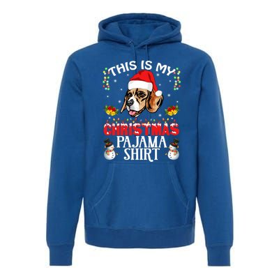 This Is My Christmas Pajama Meaningful Gift Beagle Dog Santa Hat Funny Gift Premium Hoodie