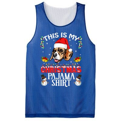 This Is My Christmas Pajama Meaningful Gift Beagle Dog Santa Hat Funny Gift Mesh Reversible Basketball Jersey Tank