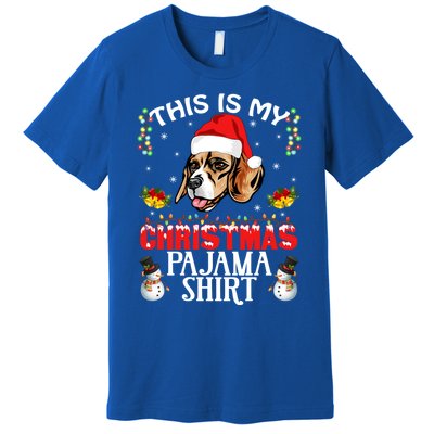 This Is My Christmas Pajama Meaningful Gift Beagle Dog Santa Hat Funny Gift Premium T-Shirt